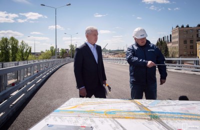 Мэр Москвы Сергей Собянин осматривает ход строительства участка Северо-Восточной хорды