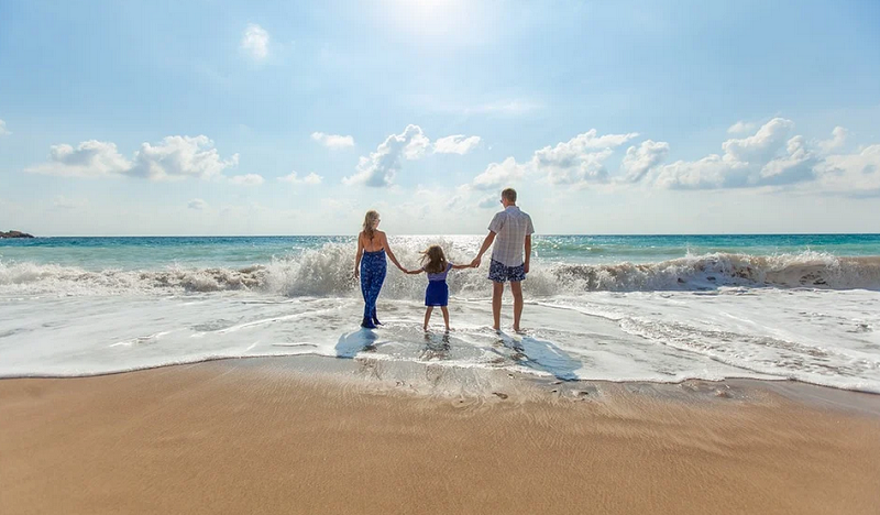 пляж-отпуск море семья пикс